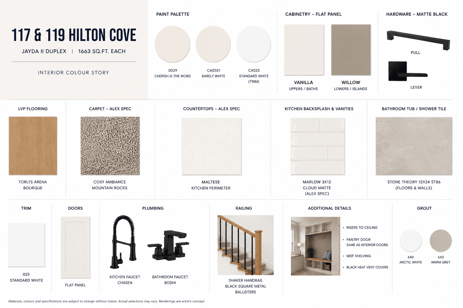 117 & 119 Hilton Cove – Mood Board